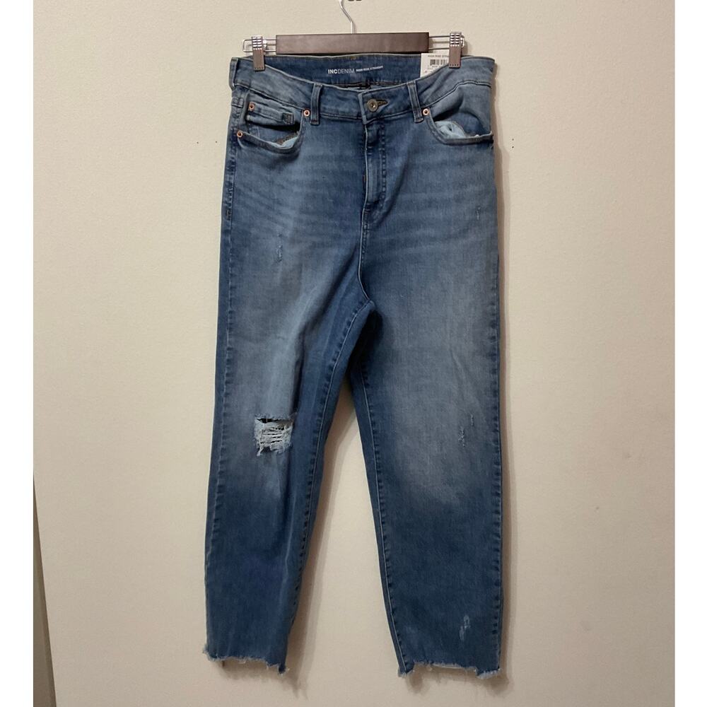 NWT I.N.C International Concepts High-Rise Straight Jeans Sz 12/31 $69 MSRP